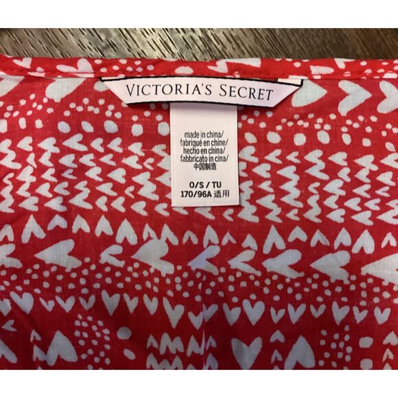 Victoria Secret Hearts Kimono Cover-up Red/White One Size - Picture 7 of 8